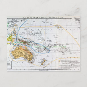 Cartão Postal Mapa das raças da Oceânia e da Australásia