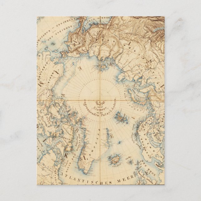 Cartão Postal Mapa das regiões árcticas e adjacentes (1855) (Frente)