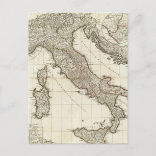 Cartão Postal Mapa das Vintagens da Itália (1764)