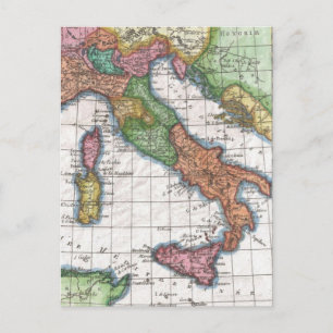 Cartão Postal Mapa das Vintagens da Itália (1780)