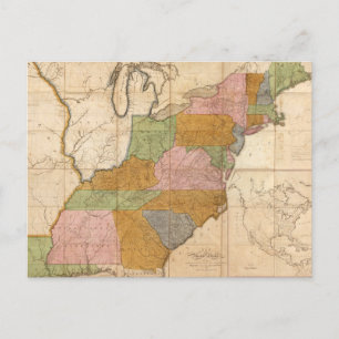 Cartão Postal Mapa das Vintagens das Estradas de Posto dos Estad