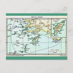 Cartão Postal Mapa das Vintagens das Ilhas Gregas
