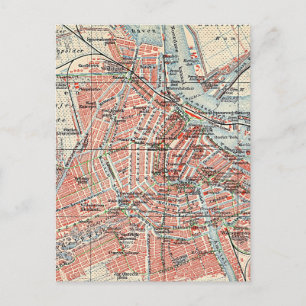 Cartão Postal Mapa das Vintagens de Amesterdã (1905) (2)