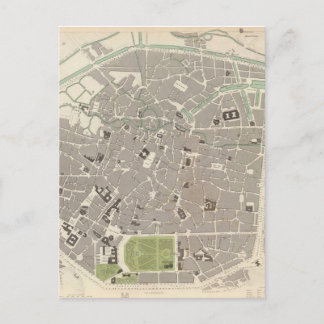 Cartão Postal Mapa das Vintagens de Bruxelas (1837)