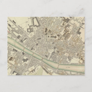 Cartão Postal Mapa das Vintagens de Florença, Itália (1835)