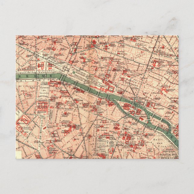 Cartão Postal Mapa das Vintagens de Paris (1910) (Frente)