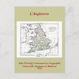 Cartão Postal Mapa de 1806 - L'Angleterre