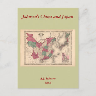 Cartão Postal Mapa de 1868 - China e Japão de Johnson