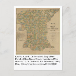 Cartão Postal Mapa de 1895 da Paróquia de East Baton Rouge, LA