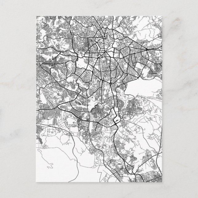 Cartão Postal Mapa de Adis Abeba Etiópia (Frente)