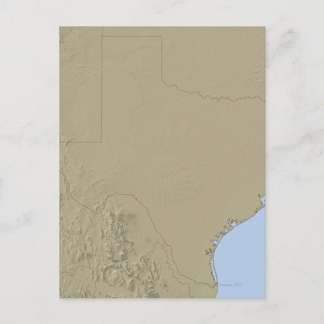 Cartão Postal Mapa de alivios do Texas 2 (Frente)