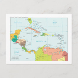 Cartão Postal Mapa de América Central & do caribe