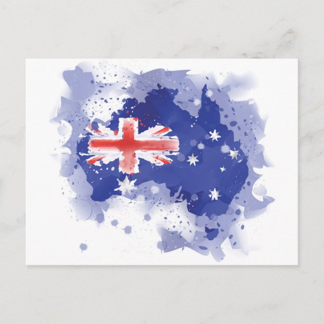 Cartão Postal Mapa de Aquarela da Austrália (Frente)