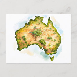Cartão Postal Mapa de Aquarelas da Austrália