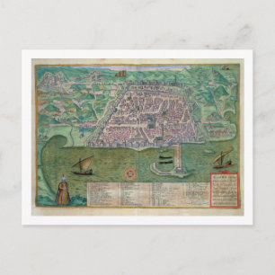Cartão Postal Mapa de Argel, de Civitates Orbis Terrarum, por