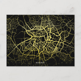 Cartão Postal Mapa de Arte do Estilo Dourado Madrid