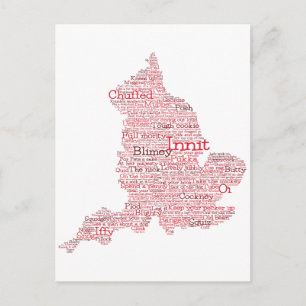 Cartão Postal Mapa de Arte do Word Britânico Slang