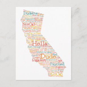 Cartão Postal Mapa de Artes do Word para o Slang dos EUA na Cali