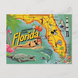 Cartão Postal Mapa de Atrações da Flórida