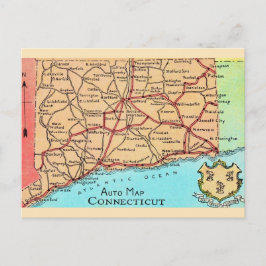Cartão Postal Mapa de automóvel de Connecticut em postal