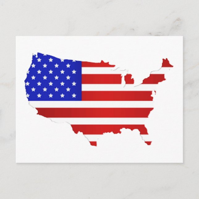 Cartão Postal Mapa de bandeira americana dos Estados Unidos da A (Frente)