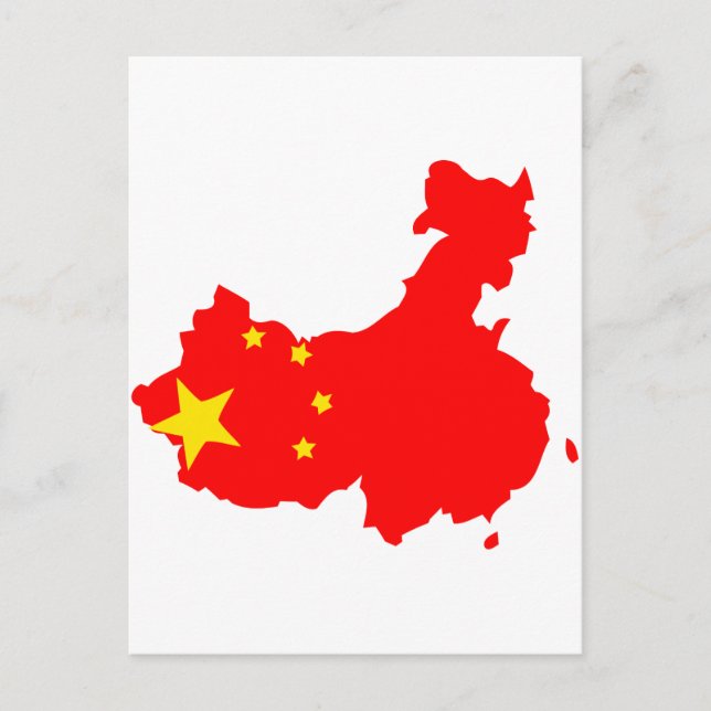 Cartão Postal Mapa de bandeira da China (Frente)
