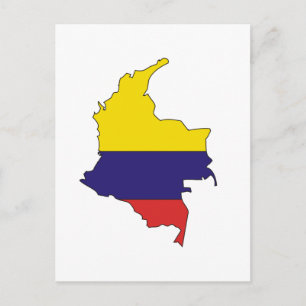 Cartão Postal Mapa de bandeira da Colômbia