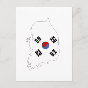 Cartão Postal Mapa de bandeira da Coreia do Sul