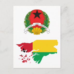 Cartão Postal Mapa de Bandeira da Guiné-Bissau GW