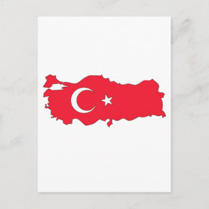 Cartão Postal Mapa de bandeira da Turquia