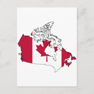 Cartão Postal Mapa de bandeira do Canadá