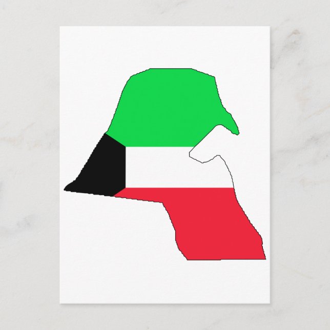 Cartão Postal Mapa de bandeira do Kuwait (Frente)