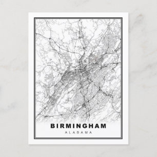 Cartão Postal Mapa de Birmingham