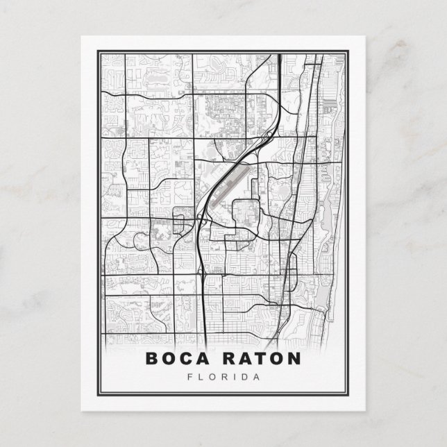 Cartão Postal Mapa de Boca Raton (Frente)