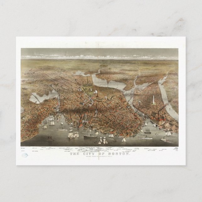 Cartão Postal Mapa de Boston 1898 (Frente)