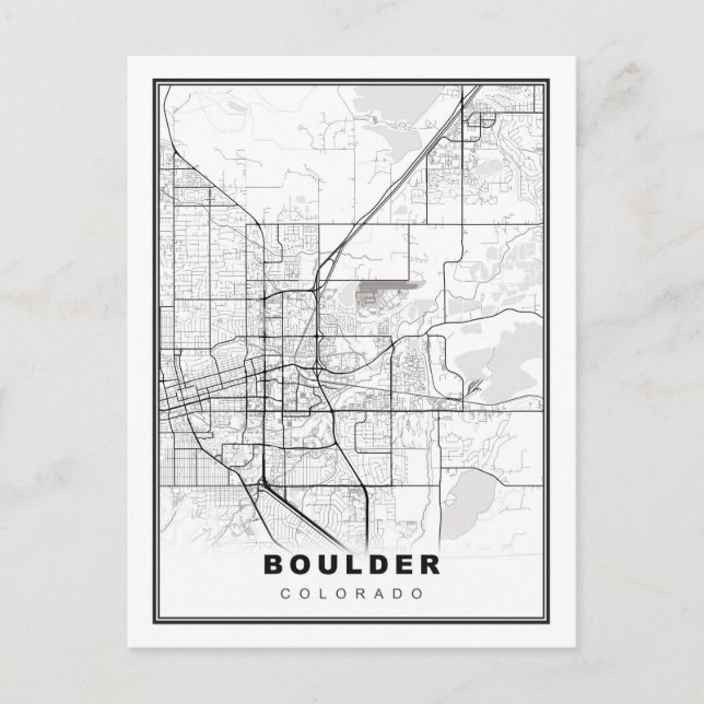 Cartão Postal Mapa de Boulder (Frente)