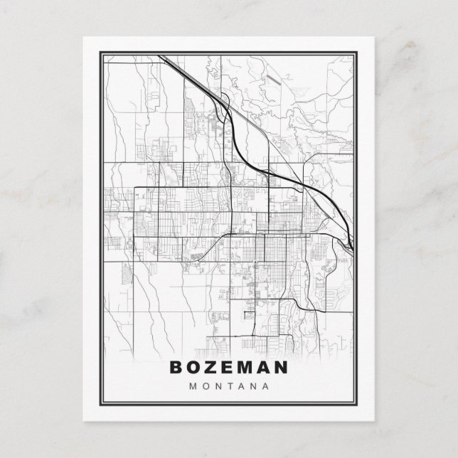 Cartão Postal Mapa de Bozeman (Frente)