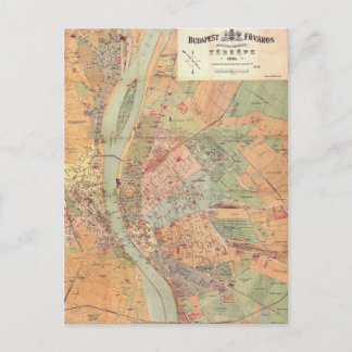Cartão Postal Mapa de Budapeste na Hungria desde 1884