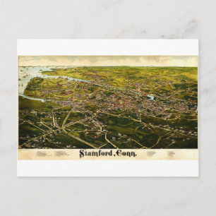 Cartão Postal Mapa de Burleigh de Stamford, Connecticut (1883)