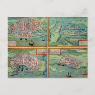 Cartão Postal Mapa de Calais, Malta, Rodes e Famagusta, de