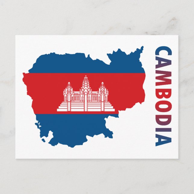 Cartão Postal Mapa de Cambodia (Frente)