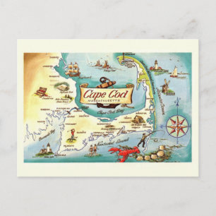 Cartão Postal Mapa de Cape Cod MA