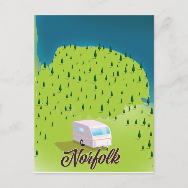 Cartão Postal Mapa de Caravanas de Norfolk (Frente)