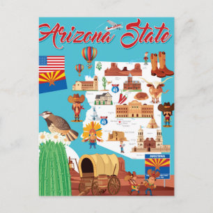 Cartão Postal Mapa de Cartoons da Arizona