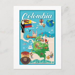 Cartão Postal Mapa de Cartoons da Colômbia