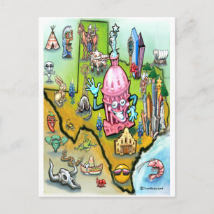 Cartão Postal Mapa de Cartoons de Austin Texas