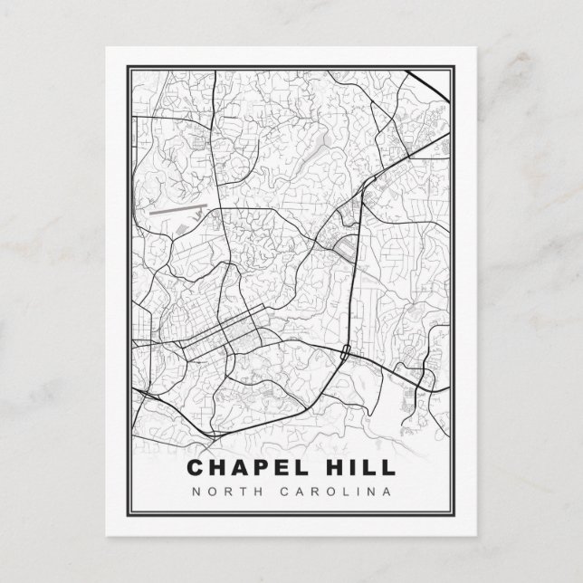 Cartão Postal Mapa de Chapel Hill (Frente)