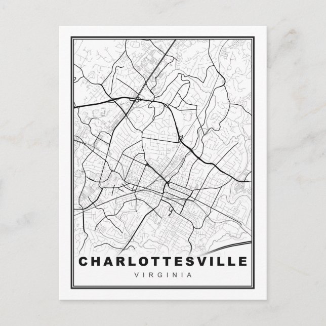 Cartão Postal Mapa de Charlottesville (Frente)