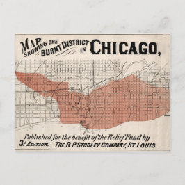 Cartão Postal Mapa de Chicago de 1871 após o incêndio ser restau