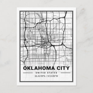 Cartão Postal Mapa de Cidade de Viagem, Oklahoma City USA